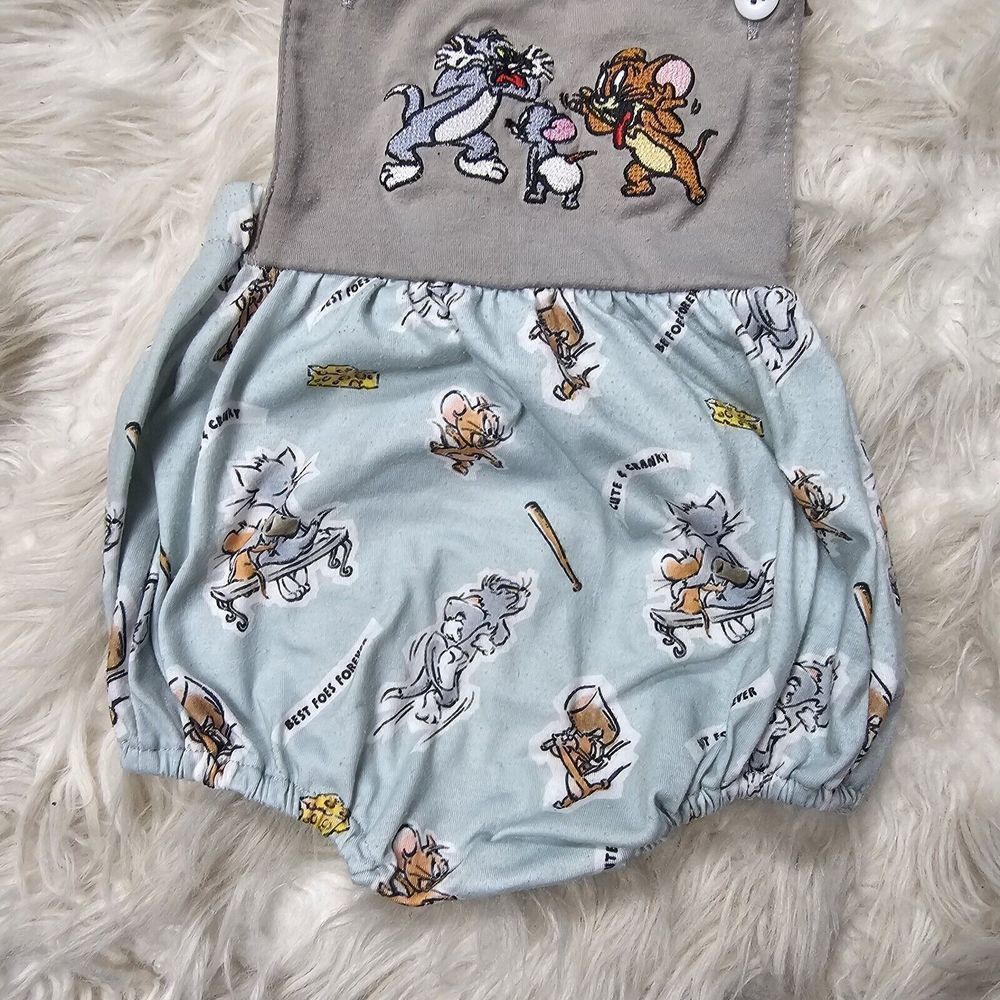 Tom & Jerry Baby Outfit Bubble Gray Blue Best Foes Forever 6-12  MONTHS - Picture 2 of 5